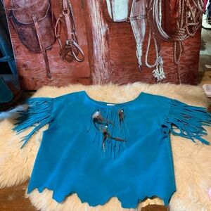 Leather fringe top
